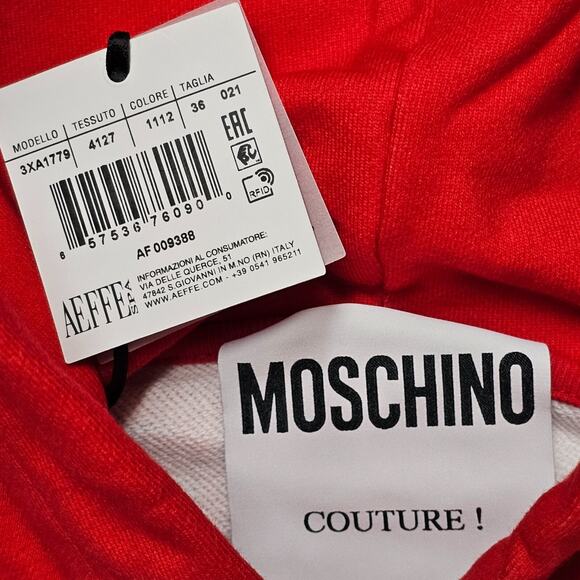 Moschino x Jeremy Scott Budweiser Print Cotton Hoodie Sweatshirt in Red - NWT - Picture 4 of 6